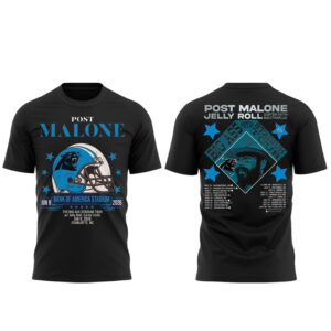 Unisex Post Malone x Carolina Panthers 2026 Big Ass Stadium Tour Black Graphic Shirt for Music and Football Fans