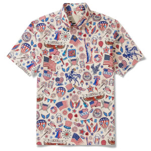 Unisex Red White And Blue Patriotic Ambiance Hawaiian Shirt for Patriotic Fans