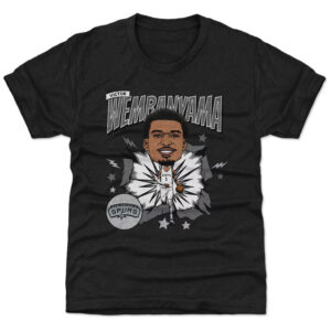 Unisex San Antonio Spurs Victor Wembanyama Heather Black Retro Caricature Graphic Shirt for Basketball Fans