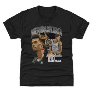 Unisex San Antonio Spurs Victor Wembanyama Heather Black Signature Graphic Shirt for Basketball Fans