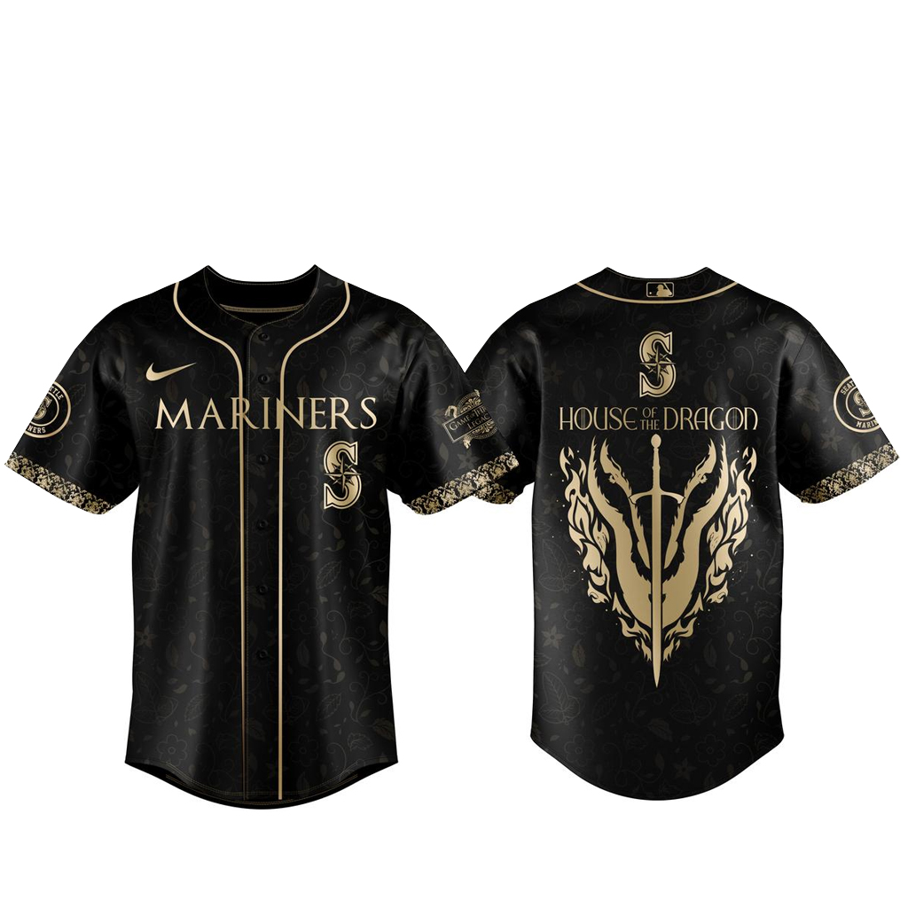 Unisex Seattle Mariners 2026 House of the Dragon Night Black Baseball Jersey for Baseball Fans