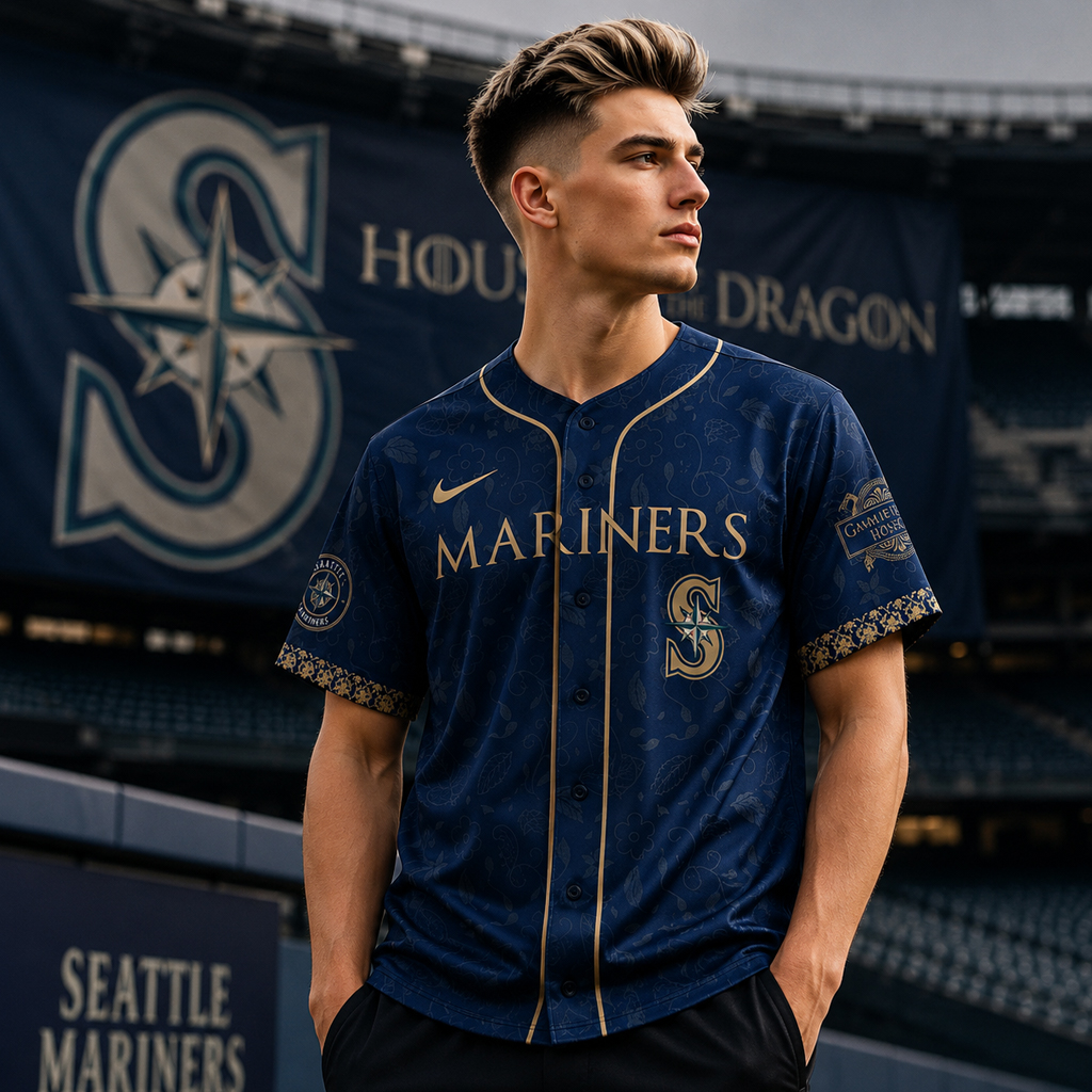 Unisex Seattle Mariners 2026 House of the Dragon Night Navy Baseball Jersey for Baseball Fans - Image 2