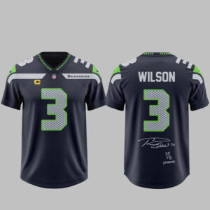 Unisex Seattle Seahawks 2026 Russell Wilson 3 Signature Football Jersey for Football Fans