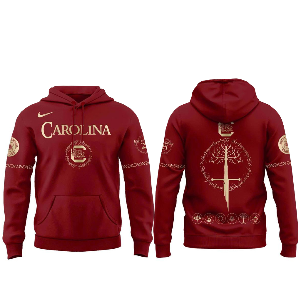 Unisex South Carolina Gamecocks Lord Of The Rings Night 2026 Red Graphic Shirt for College Sports Fans 2 Unisex South Carolina Gamecocks Lord Of The Rings Night 2026 Red Graphic Hoodie for College Sports Fans