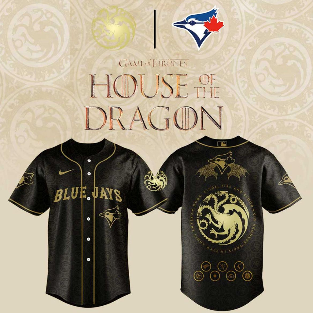 Unisex Toronto Blue Jays x House Of The Dragon 2026 Black Baseball Jersey for Baseball Fans