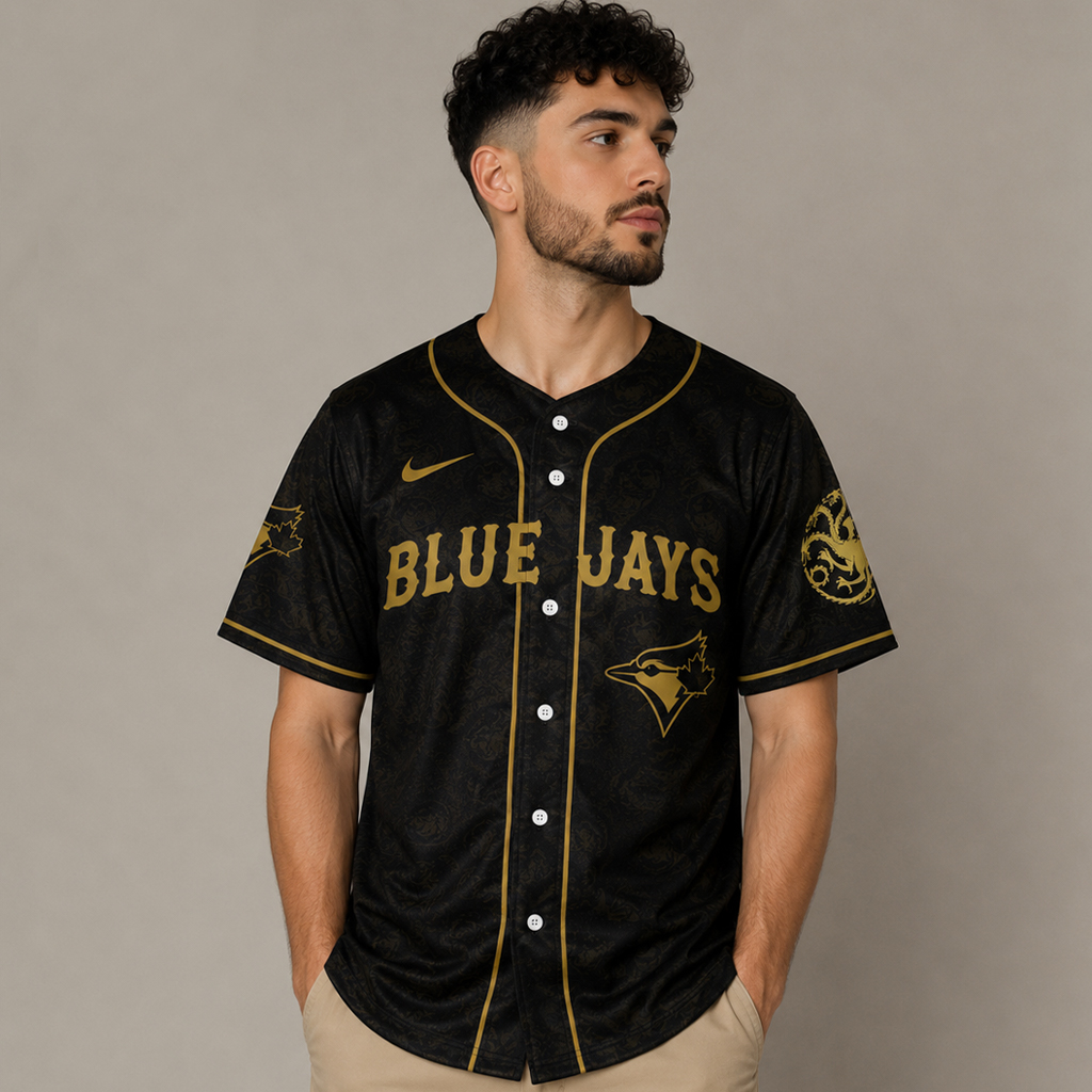 Unisex Toronto Blue Jays x House Of The Dragon 2026 Black Baseball Jersey for Baseball Fans
