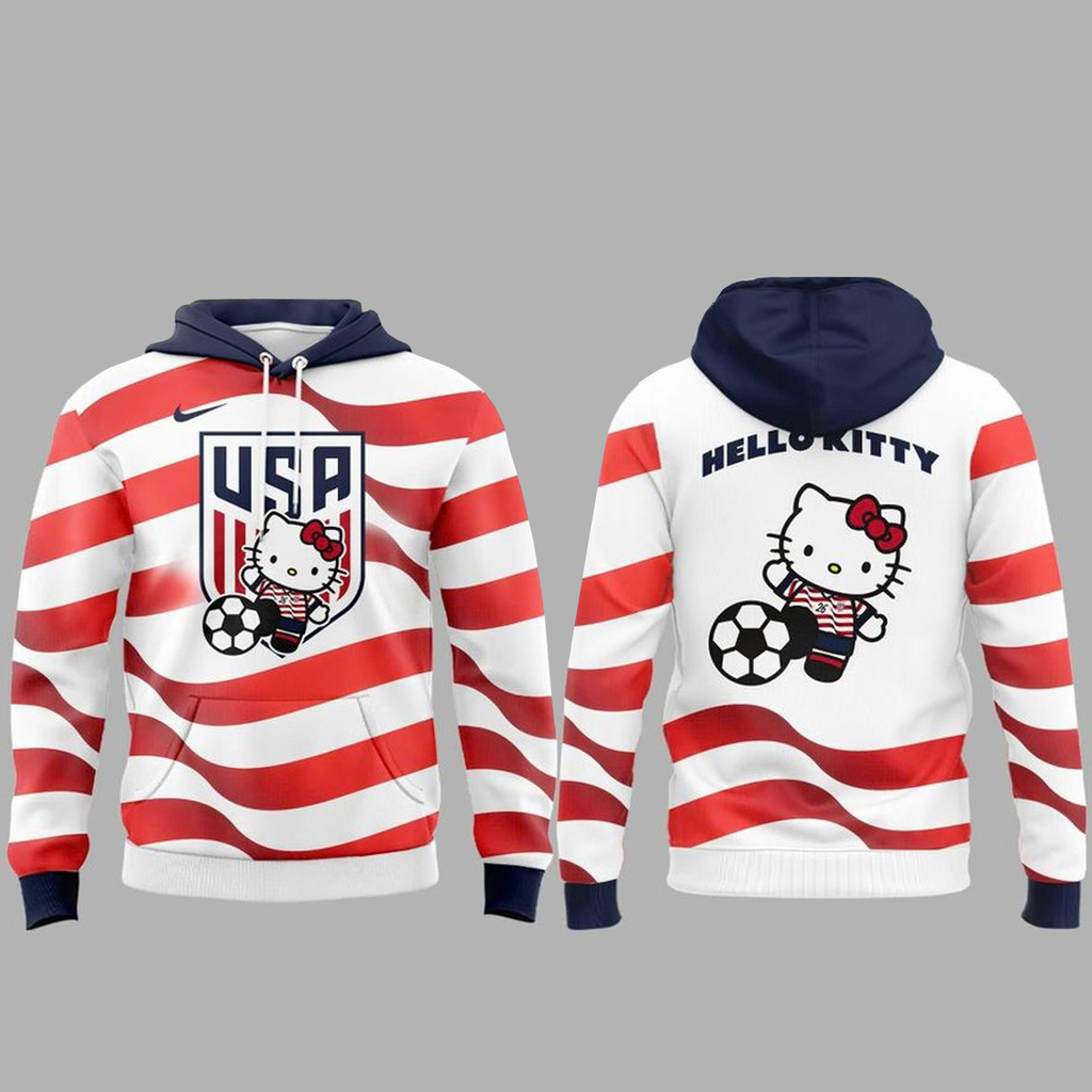 Unisex US Soccer World Cup x Hello Kitty Night 2026 Graphic Hoodie for Soccer Fans
