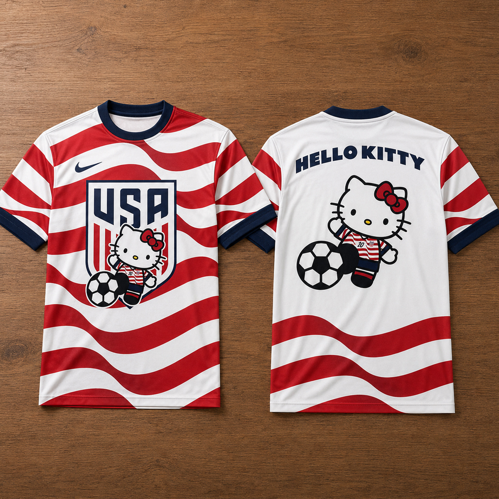 Unisex US Soccer World Cup x Hello Kitty Night 2026 Graphic Shirt for Soccer Fans
