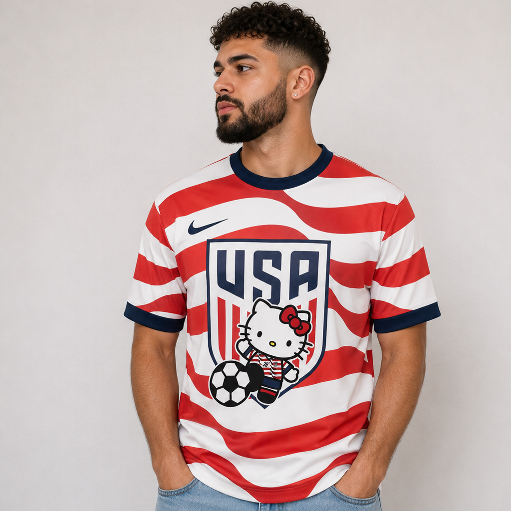 Unisex US Soccer World Cup x Hello Kitty Night 2026 Graphic Shirt for Soccer Fans