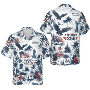 Unisex USA 1776-2026 Bald Eagle And Flag America 250 Patriotic Hawaiian Shirt for Patriotic Fans