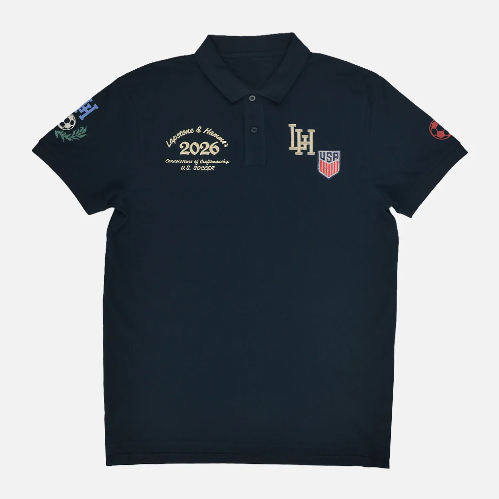 Unisex USMNT Men's National Team 2026 Navy Graphic Polo Shirt for Soccer Fans 1 Unisex USMNT Men's National Team 2026 Navy Graphic Polo Shirt for Soccer Fans
