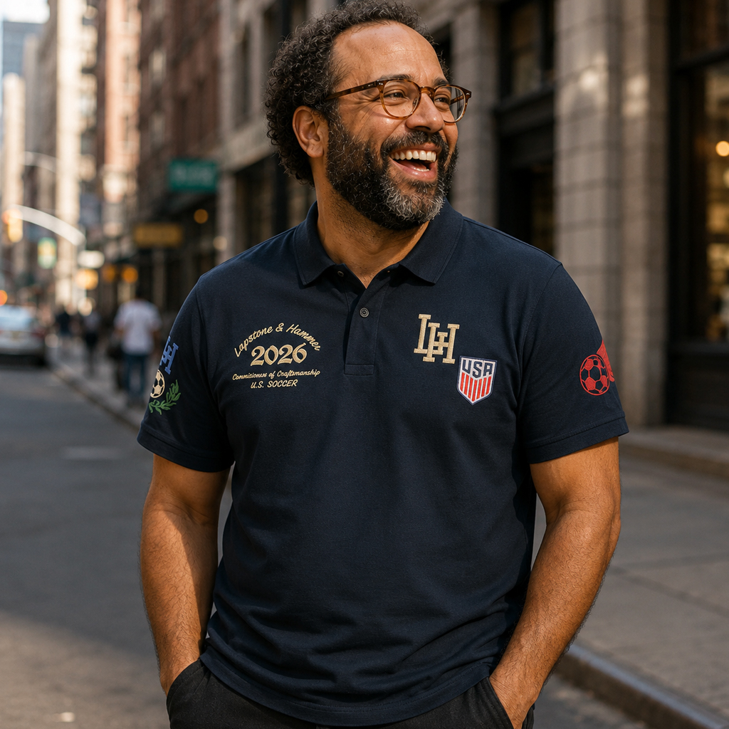 Unisex USMNT Men's National Team 2026 Navy Graphic Polo Shirt for Soccer Fans 4 Unisex USMNT Men's National Team 2026 Navy Graphic Polo Shirt for Soccer Fans