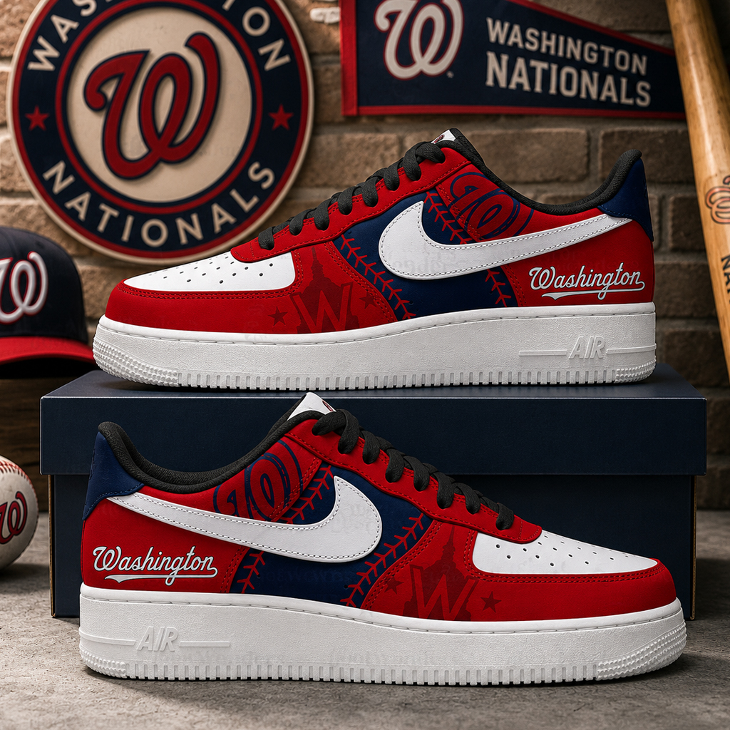 Washington Nationals Major League Baseball Version 2026 Graphic Air Force 1 Shoes Sneakers for Baseball Fans 4 Washington Nationals Major League Baseball Version 2026 Graphic Air Force 1 Shoes Sneakers for Baseball Fans