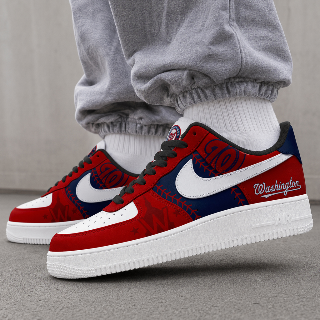 Washington Nationals Major League Baseball Version 2026 Graphic Air Force 1 Shoes Sneakers for Baseball Fans 5 Washington Nationals Major League Baseball Version 2026 Graphic Air Force 1 Shoes Sneakers for Baseball Fans