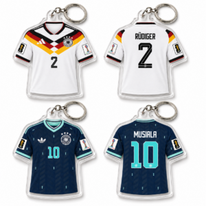 Acrylic Soccer Jersey Keychain Germany Team Kit Theme Sports Fan Accessory Double Sided Clear Pendant