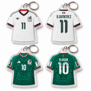 Acrylic Soccer Jersey Keychain Mexico Aztec Theme Sports Fan Accessory Double Sided Clear Pendant