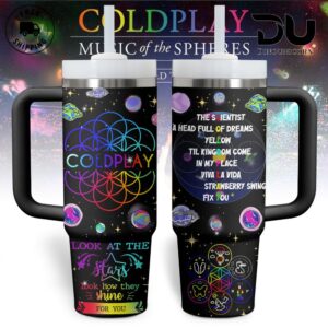 Coldplay Music Graphic Tumbler With Handle for Music Fans