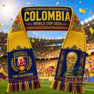 Unisex Colombia Global Soccer Event 2026 Graphic Scarf for Soccer Fans