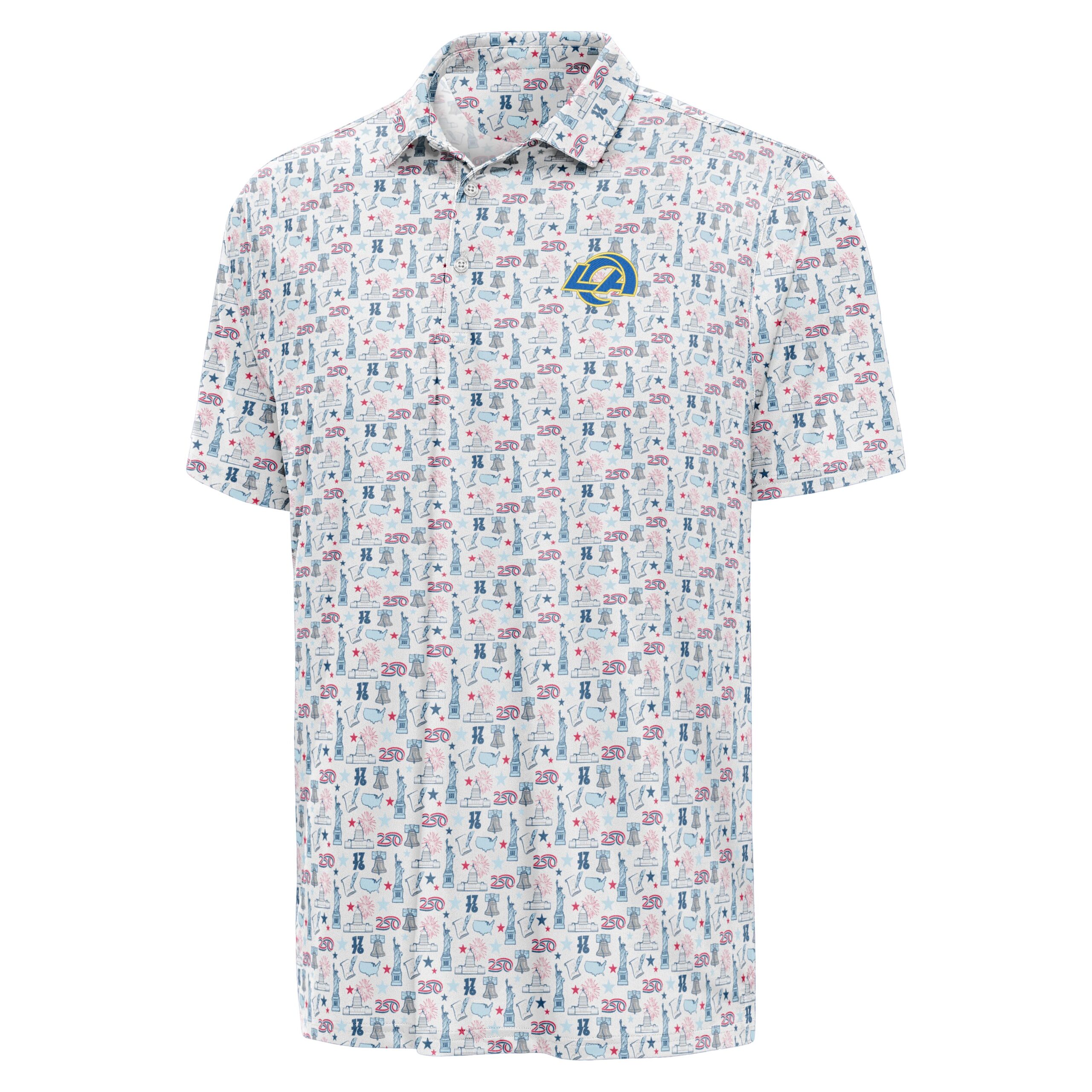 Unisex Los Angeles Rams White America 250 Freedom Graphic Polo Shirt for Football Fans - Image 3