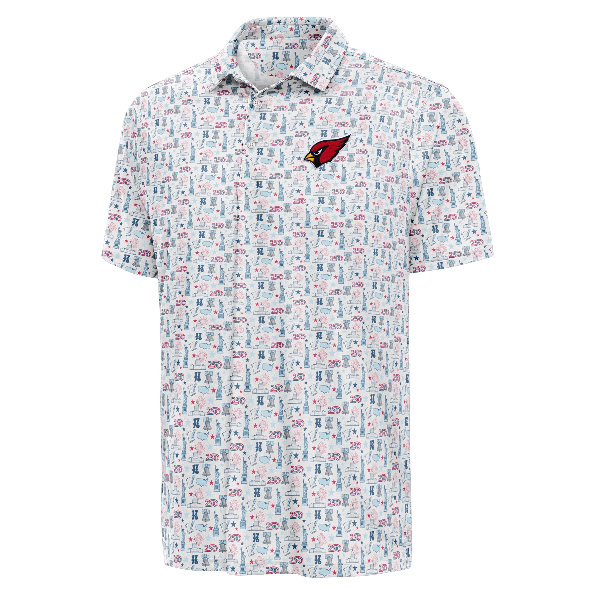 Unisex Arizona Cardinals White America 250 Freedom 2026 Graphic Polo Shirt for Football Fans - Image 3