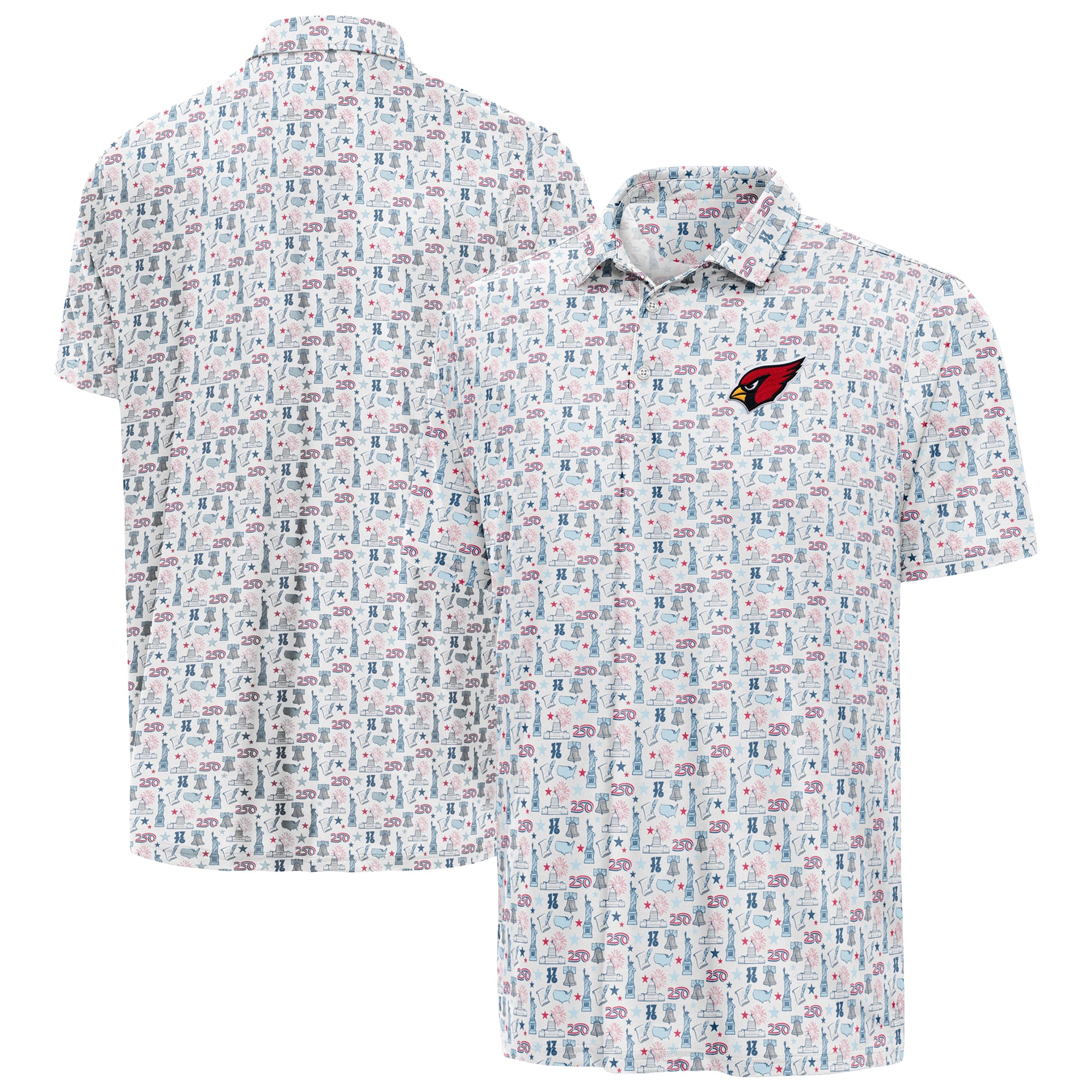Unisex Arizona Cardinals White America 250 Freedom 2026 Graphic Polo Shirt for Football Fans