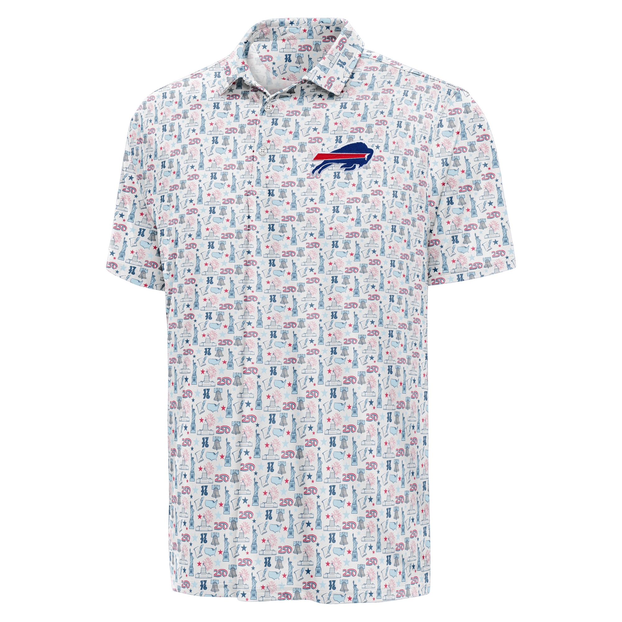 Unisex Buffalo Bills White America 250 Freedom 2026 Graphic Polo Shirt for Football Fans - Image 3