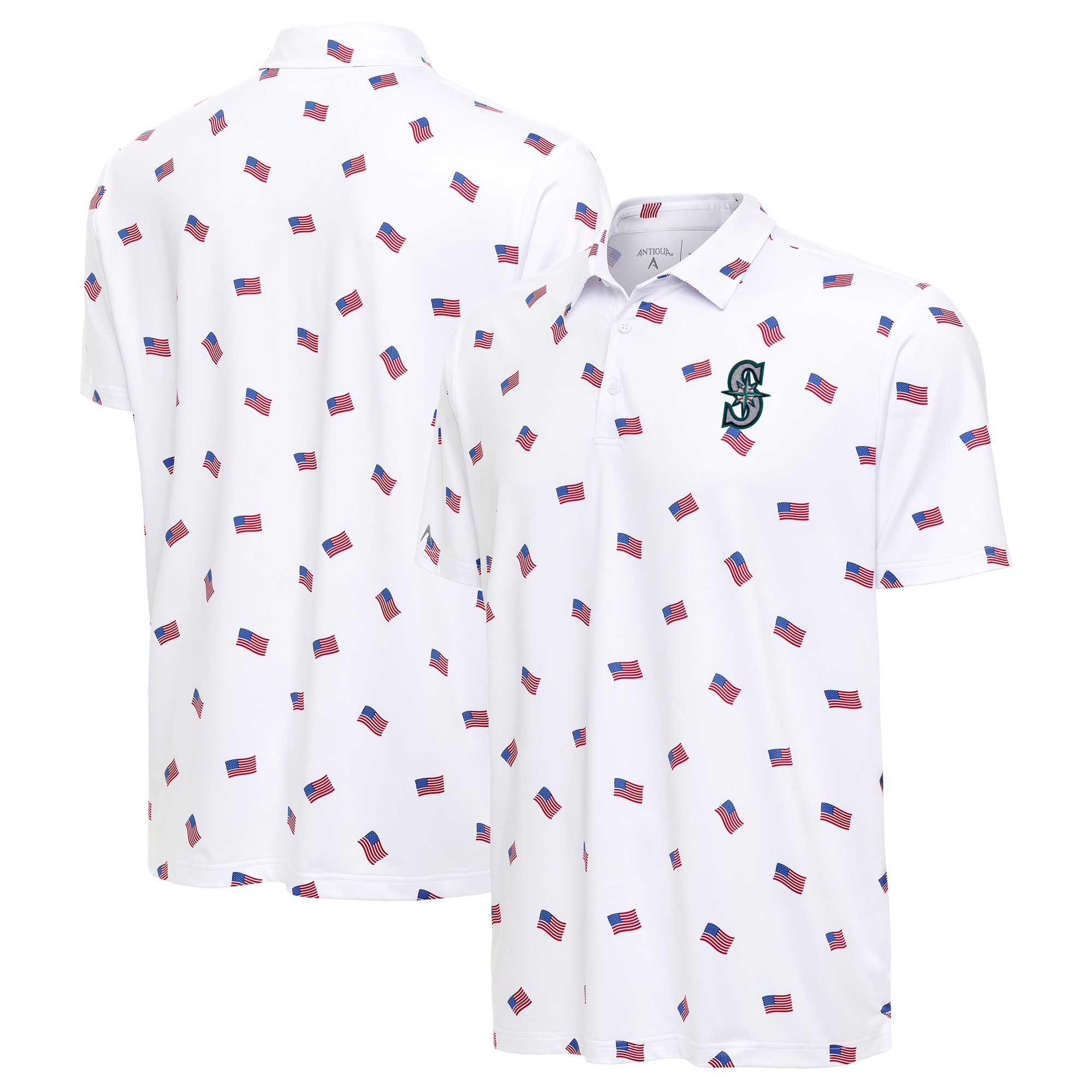 Unisex Seattle Mariners White 2026 Americana Graphic Polo Shirt for Baseball Fans