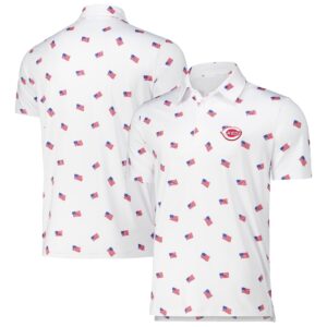 Unisex Cincinnati Reds White 2026 Americana Graphic Polo Shirt for Baseball Fans
