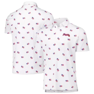 Unisex Atlanta Braves White 2026 Americana Graphic Polo Shirt for Baseball Fans