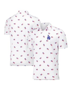 Unisex Los Angeles Dodgers White 2026 Americana Graphic Polo Shirt for Baseball Fans