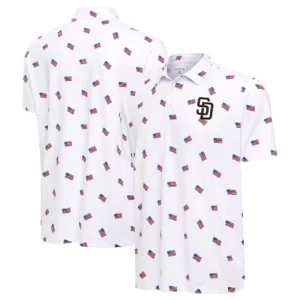 Unisex San Diego Padres White 2026 Americana Graphic Polo Shirt for Baseball Fans