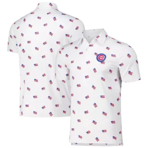 Unisex Chicago Cubs White 2026 Americana Graphic Polo Shirt for Baseball Fans