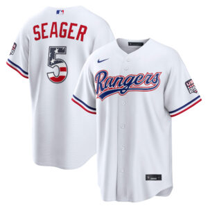 Unisex Texas Rangers Corey Seager White USA 250 Fourth of July Home Graphic Baseball Jersey for Baseball Fans