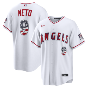 Unisex Los Angeles Angels Zach Neto White USA 250 Fourth of July Graphic Baseball Jersey for Baseball Fans