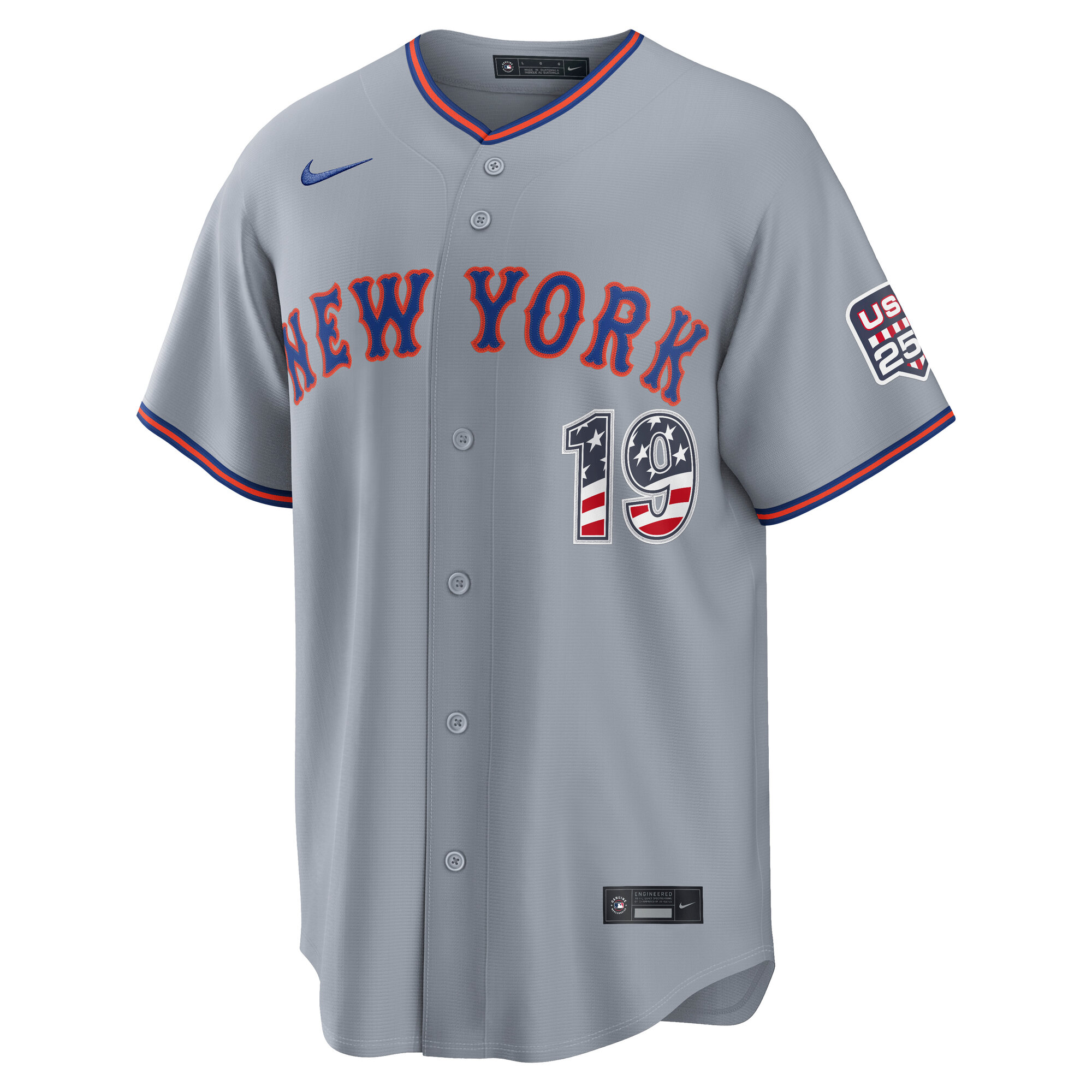 Unisex New York Mets Bo Bichette Gray USA 250 Fourth of July Road Graphic Baseball Jersey for Baseball Fans - Image 3