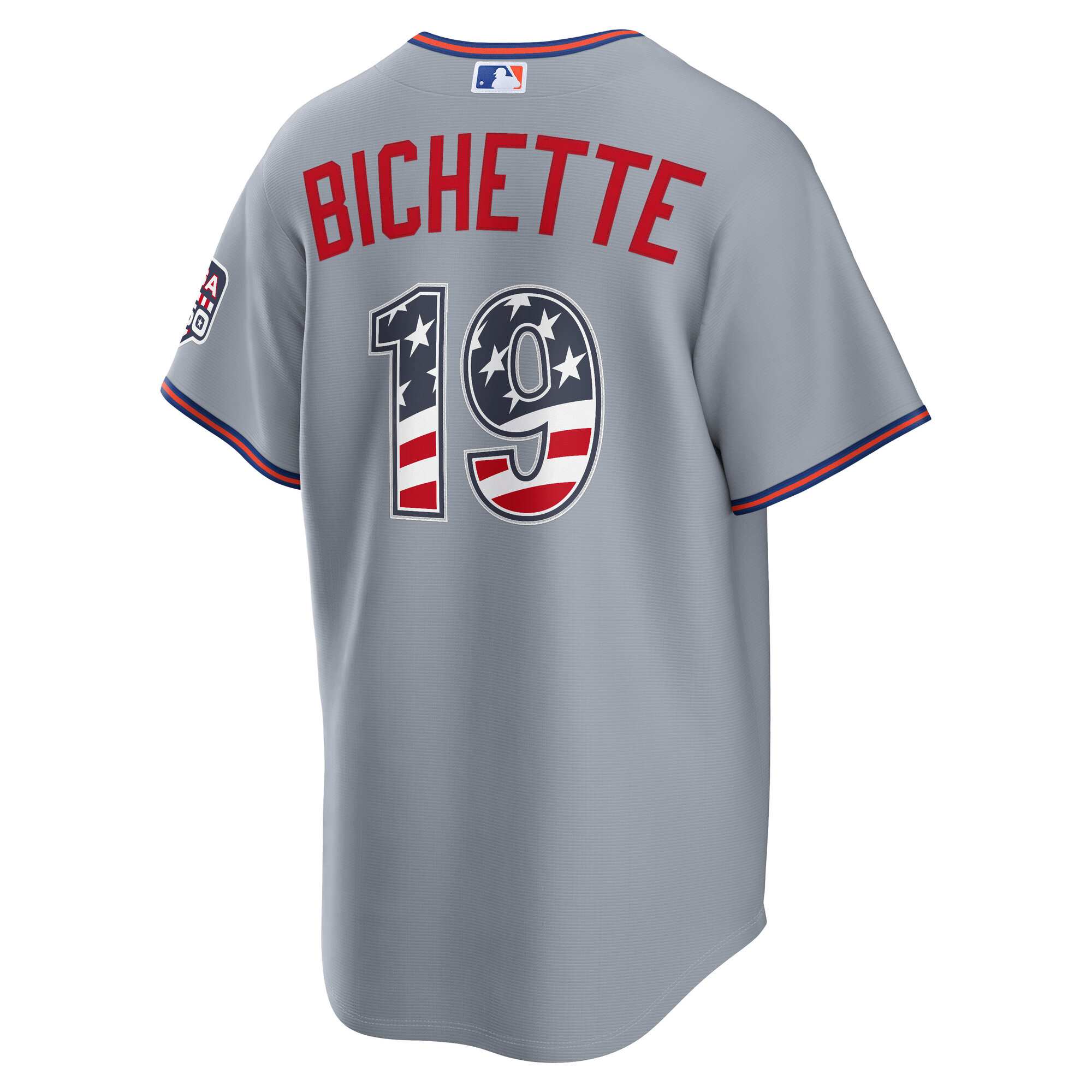 Unisex New York Mets Bo Bichette Gray USA 250 Fourth of July Road Graphic Baseball Jersey for Baseball Fans - Image 4