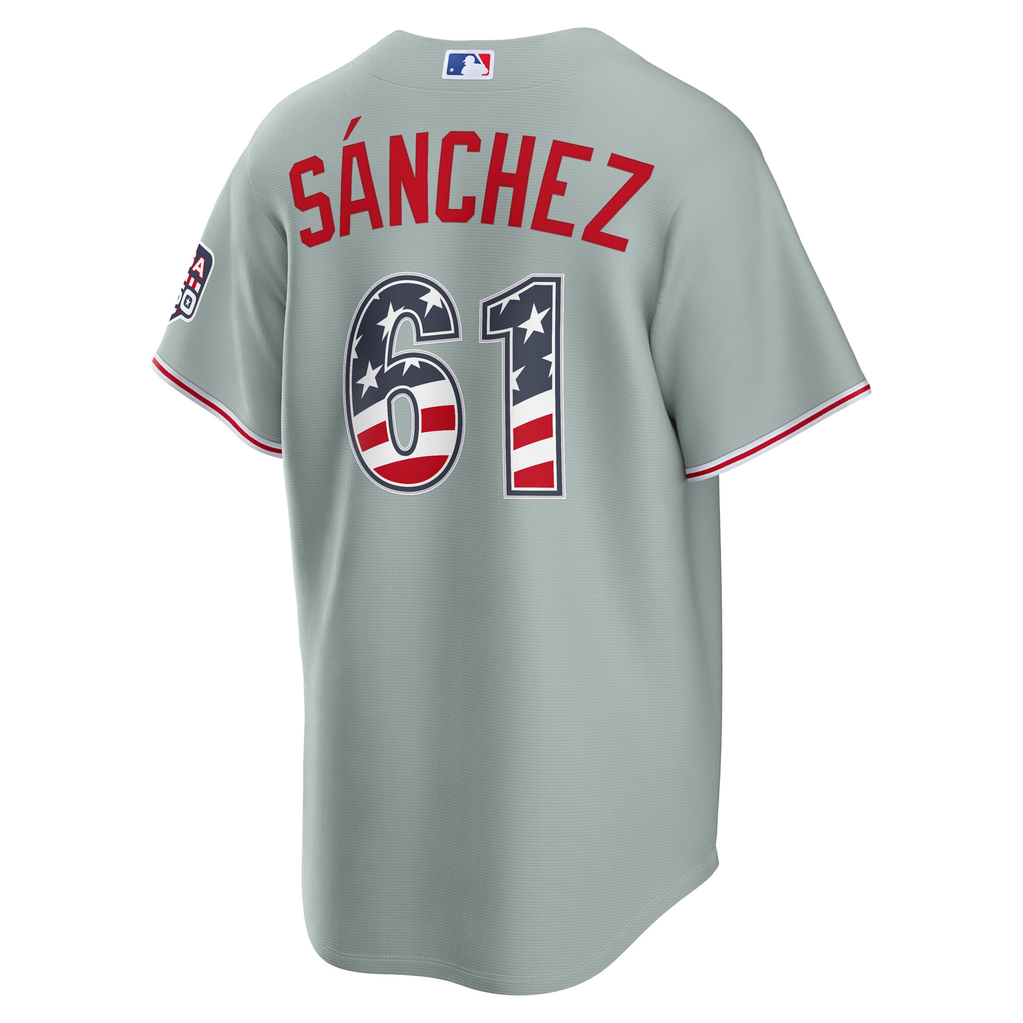 Unisex Philadelphia Phillies Cristopher Sanchez Gray USA 250 Fourth of July Road Graphic Baseball Jersey for Baseball Fans - Image 4