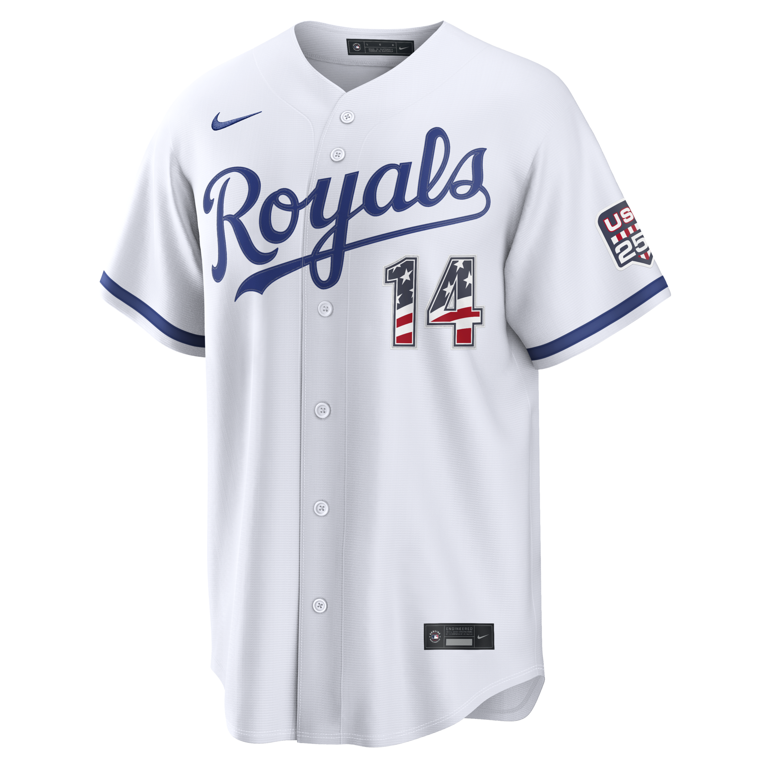 Unisex Kansas City Royals Jac Caglianone White USA 250 Fourth of July Home Graphic Baseball Jersey for Baseball Fans - Image 3