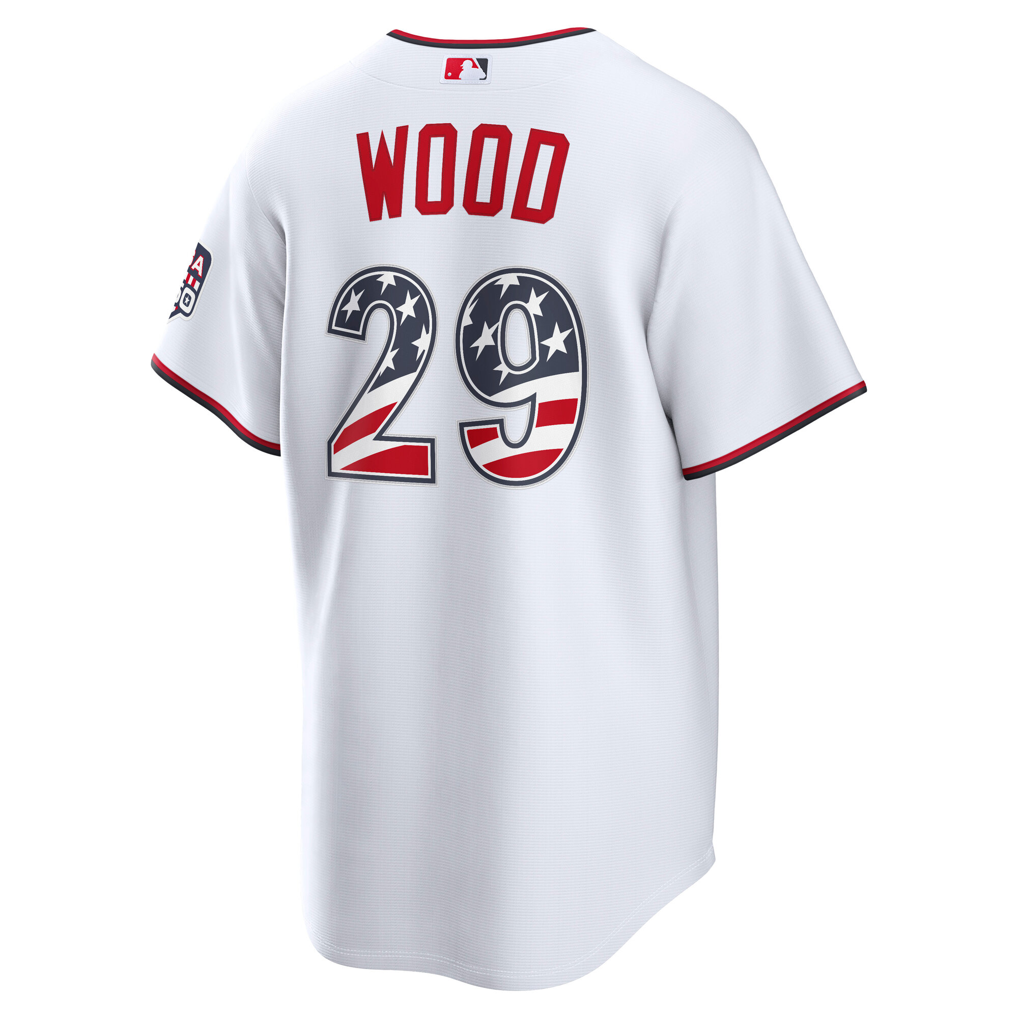 Unisex Washington Nationals James Wood White USA 250 Fourth of July Home Graphic Baseball Jersey for Baseball Fans - Image 4