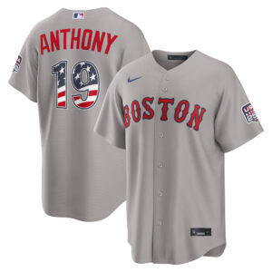 Unisex Boston Red Sox Roman Anthony Gray USA 250 Fourth of July Road Graphic Baseball Jersey for Baseball Fans