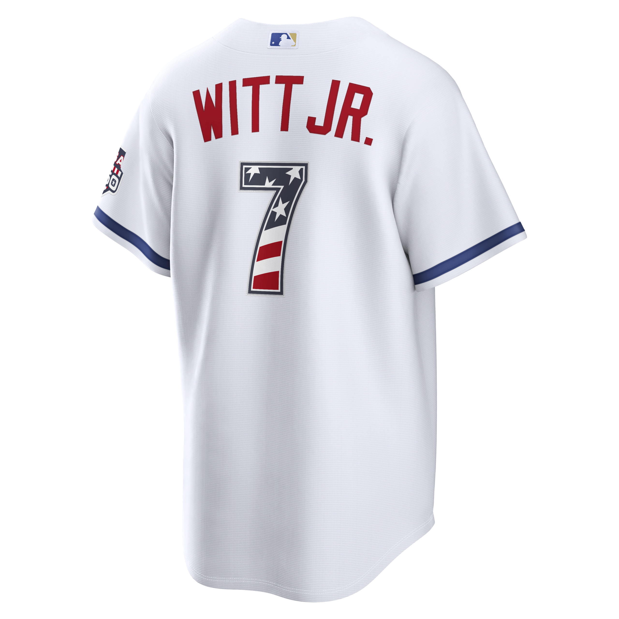 Unisex Kansas City Royals Bobby Witt Jr. White USA 250 Fourth of July Home Graphic Baseball Jersey for Baseball Fans - Image 4