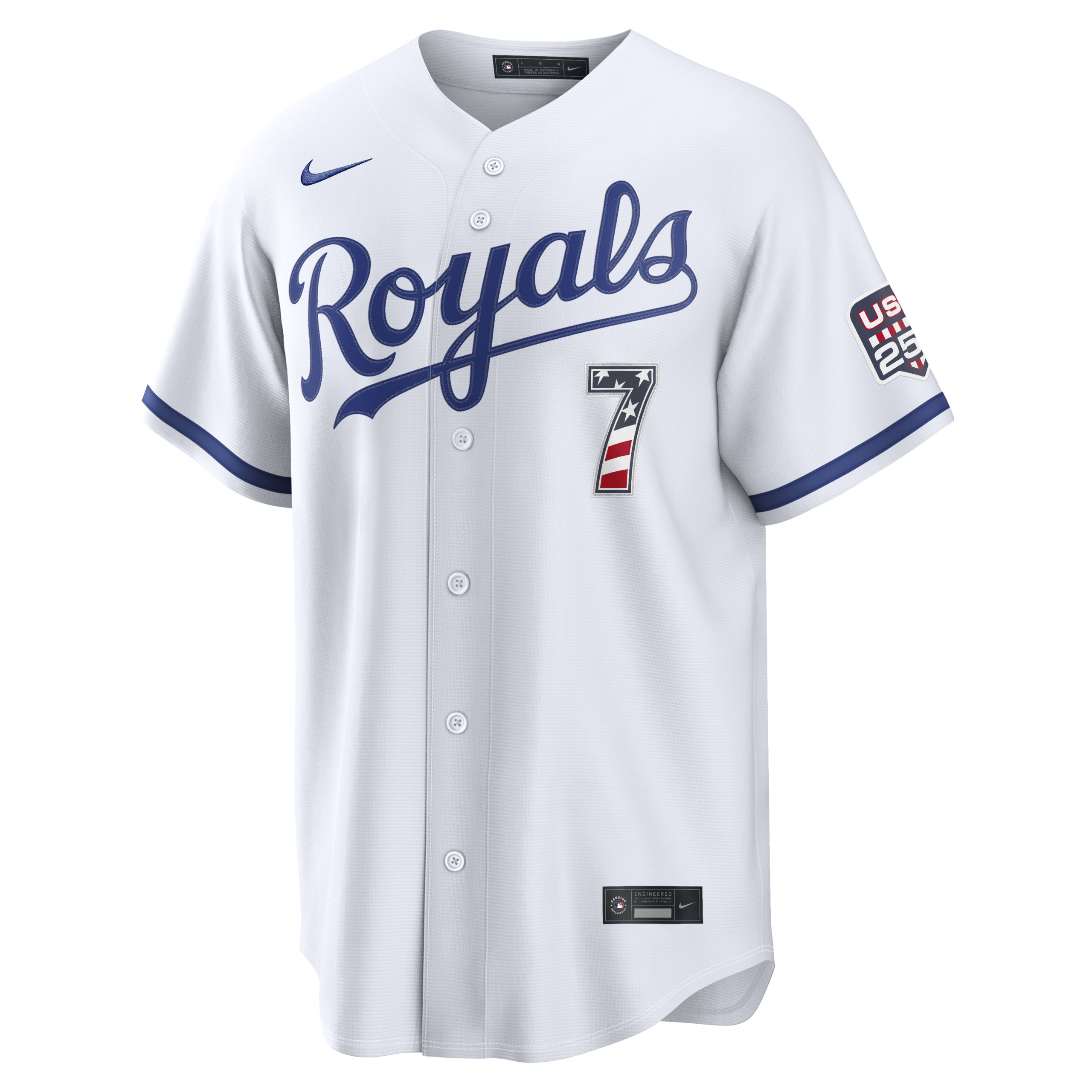 Unisex Kansas City Royals Bobby Witt Jr. White USA 250 Fourth of July Home Graphic Baseball Jersey for Baseball Fans - Image 3