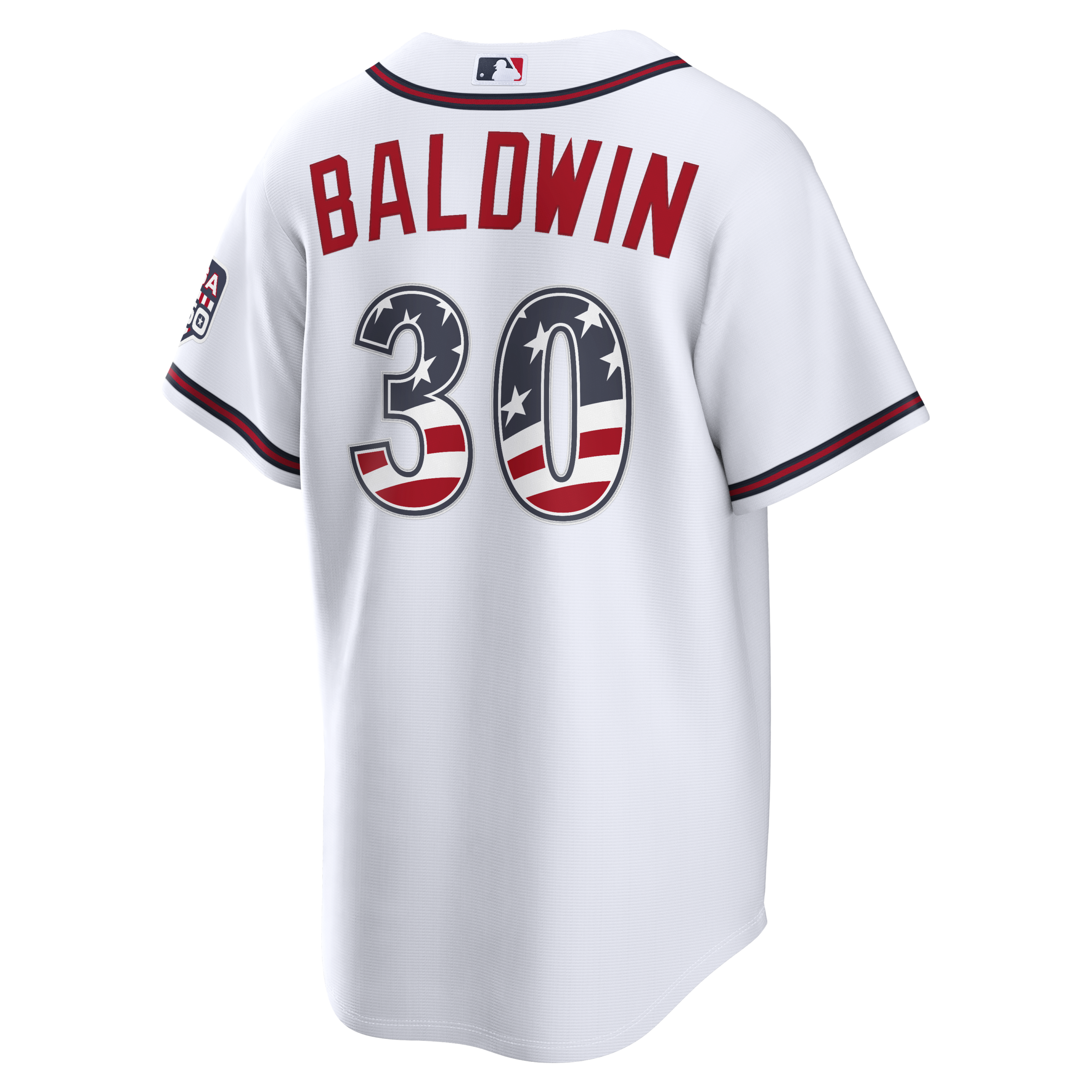 Unisex Atlanta Braves Drake Baldwin White USA 250 Fourth of July Home Graphic Baseball Jersey for Baseball Fans - Image 4
