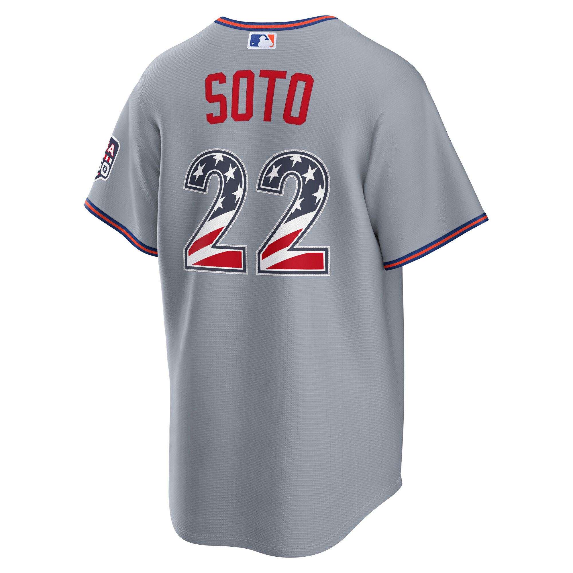 Unisex New York Mets Juan Soto Gray USA 250 Fourth of July Road Graphic Baseball Jersey for Baseball Fans - Image 4