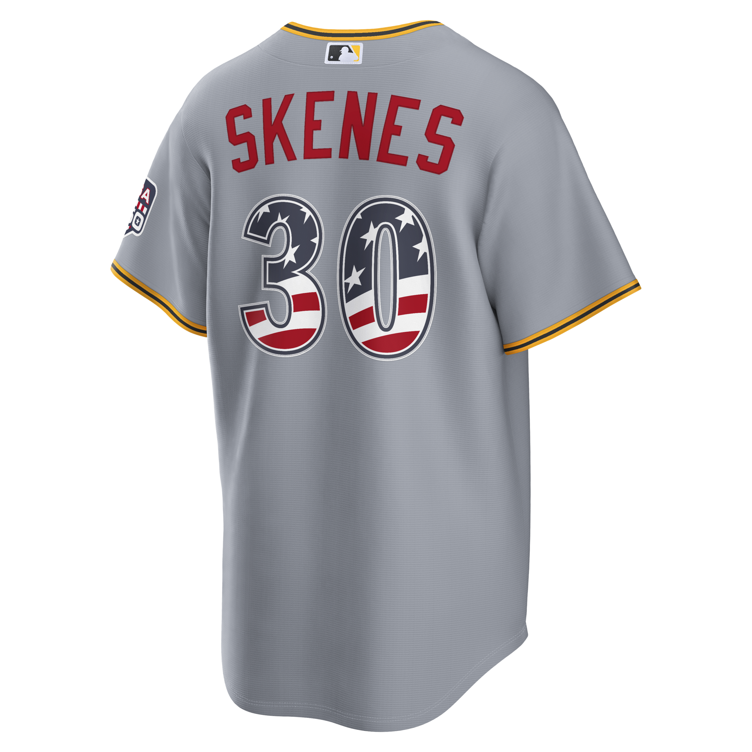 Unisex Pittsburgh Pirates Paul Skenes Gray USA 250 Fourth of July Road Graphic Baseball Jersey for Baseball Fans - Image 4