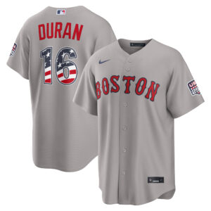 Unisex Boston Red Sox Jarren Duran Gray USA 250 Fourth of July Road Graphic Baseball Jersey for Baseball Fans