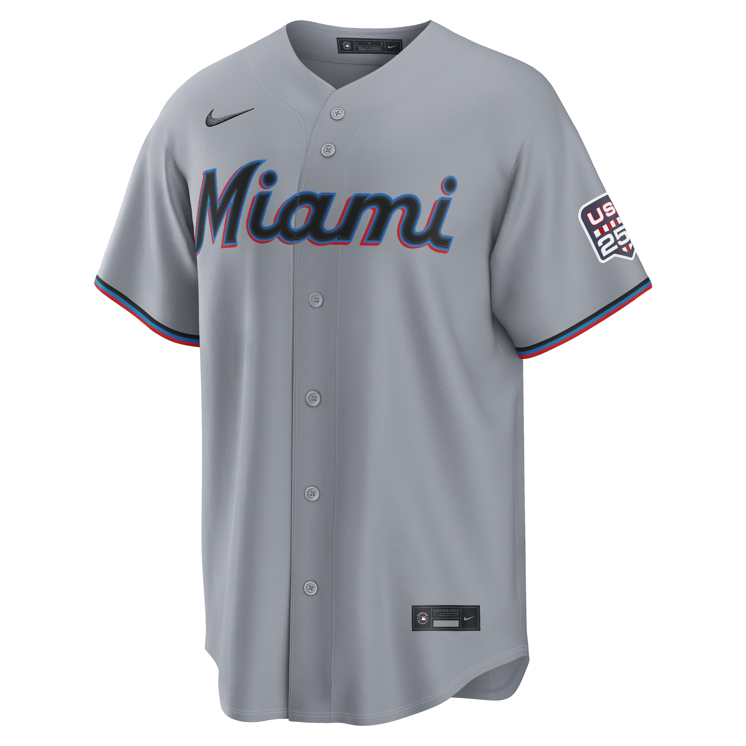 Unisex Miami Marlins Kyle Stowers Gray USA 250 Fourth of July Road Graphic Baseball Jersey for Baseball Fans - Image 3