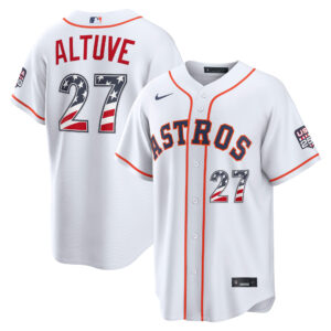 Unisex Houston Astros Jose Altuve White USA 250 Fourth of July Home Graphic Baseball Jersey for Baseball Fans