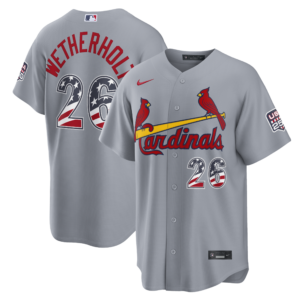 Unisex St. Louis Cardinals JJ Wetherholt Gray USA 250 Fourth of July Road Graphic Baseball Jersey for Baseball Fans
