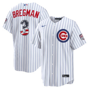 Unisex Chicago Cubs Alex Bregman White USA 250 Fourth of July Home Graphic Baseball Jersey for Baseball Fans